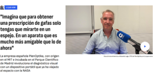 Eduardo Lage interviewed in COPE to share the story of PlenOptika